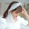 Niushuya Bride Fairy Veil Hairband 실크 yarn Pearl Po Wedding Dress Headdress 헤어 액세서리 클립 바렛