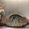 Shell Cloud Bag Women Handbag Purse Dinner Clutch Hand-woven Cotton Shoulder Bags Fashion Letter Metal Half-Moon Clasp Golden Hard266n