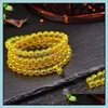 Frisado, pulseiras Jóias Mexicano Azul Amber 108 Grânulos MTI-Circle Pulseira Beeswax para Homens e Mulheres Strands Drop entrega 2021 ON8Wh