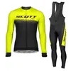 2021 Scott Equipe Ciclismo Jersey Bib Pants Terno Homens Manga Longa MTB Roupas Bicicletas Road Road Roupas Quick Seco ao ar livre Sportswear Y21032519