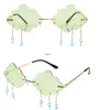 도매 무선 선글라스 여성 2021 빈티지 구름 술 사탕 컬러 블루 푸른 펑크 태양 안경 남자 파티 음영 UV400 대량