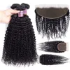 36 Inches Human Remy Hårbuntar med spets Frontal stängning Rak kropp Djupt vatten Lös våg Jerry Kinky Curly Brazilian Virgin 3 4 Weave Weft Extension 10A Grade