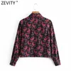 Zevity Donna Vintage Paisley Stampa Camicetta grembiule casual Camicie retrò con petto di anacardi Camicie chic Blusas Top LS7680 210603