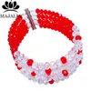 Earrings & Necklace Majalia Romantic African Jewelery Set Clear Ab Red Crystal Beads Bride Jewelry Nigerian Wedding Sets 50010