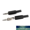 5pcs / lot 3.5mm Connettore per cuffie maschile Due tappo Audio Jack Plug 3,5 mm con custodia in plastica nera taglia 5 x 0,9 cm