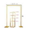 Party Decoration 5pcs/lot Wedding Props Square Metal Arch Shiny Gold Plated Backdrop Stand Stage Rectangular Flower