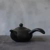 LUWU black crockery ceramic kyusu teapots handmade chinese tea pot 165ml 210813