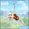 Key Rings Jewelry Game Genshin Impact Cartoon Keychain Barbara Wendi Bag Pendant Delicate Trinket Car Keyring S For Fans Y0728 Drop Delivery