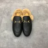 Designer Slippers Princetown Slipper Men Dames Herfst Winter Wool Loafers Classic Metal Buckle Borduurschoenen Luxe patroon Lazy glijbanen