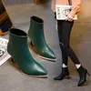 Cienkie obcasy seksowne buty 2021 New Winter Fashion Party PU Leather Ciepły zamek Luksusowe Szpilki Kostki Botki Dress Pompy Zapatos Y1209