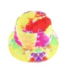 Kids Tie Dye Bucket Hat Barn sommar Fiskare Fiske Kepsar Broad Brim Beanie Cap Double Sidor Basin Kepsar Sport Beach Utomhus Sun Visor G544Q4m