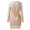 Extravagant Dresses Woman Evening Slim Sleeve Sheer Sexy Ladies Elegant Short Sequins Party Shiny Wear Gown Dress Gold S M L XL XXL XXXL Wholesaler 3301