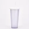 Dwuwarstwowa plastikowa kubek z pokrywkami i słomkami 700ml Matte Sports Water Cup do biura do domu
