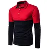 Splice Simple Hommes Polo Shirt Élégant Casual Slim Fit Polo Hommes Daily Streetwear Hommes Polos À Manches Longues Camisa Masculina 2XL 210524