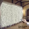 Strings 3Mx3M 300 LED Curtain Lights Romantic Christmas Wedding Decoration Outdoor Icicle String Light Remote-control 8 Modes USB Lamp