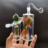 Double Glass Water Bong Hookah With 10mm Joint Oil Burner Pipes Clear Hose Unique Shape Dab Rig 2022