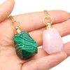 Pendant Necklaces Natural Perfume Bottle Crystal Stone Necklace Agates Malachite Essential Oil Diffuser Charm Copper Chain Jewelry228F