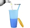 710 ml Temperatura Colore che cambia tazza Tumbler Plastica Drink a bevande a freddo con paglia e coperchio Magic Cup Summer Drinkware