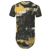 YOUTHUP 3D T-shirt Männer Runde Saum T-shirt Farbe Muster Design Herren Tops Hip T-shirt Männliche Streetwear Lange Linie Shirts für Sommer 210324