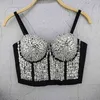 Femmes Mode Sequin Soutien-Gorge Argent Perle Enveloppé Poitrine D'été Sans Manches Sexy Rembourré Bustier Corset Crop Tops R267 210527