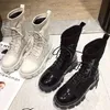 Boots 2021 Women Black Sock Punk Gothic Women's Ankle Shoes Platform White Cool Ladies Lace