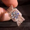 Choucong Helt nya lyxsmycken 925 Sterling SilverRose Guldfyllning Vit Topaz CZ Diamant Ädelstenar Eternity Kvinnor Bröllopsförlovningsband Ring för älskare Present