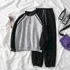 Sweatshirt Två-bitars kostym plus sammetförtjockning Kvinnor Mäns Sportkläder Running Koreansk Lös Fritid Höst Vinter Håll Varm 210526
