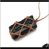 Arts And Arts, Crafts Gifts Home & Garden Drop Delivery 2021 1 Pcs Natural Black Tourmaline Retro Gemstone Pendant Crystal Hand-Woven Jet Ore