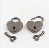 4 Colors Heart Shape Padlocks Vintage Hardware Locks Mini Archaize Keys Lock With Key Travel Handbag Suitcase Padlock DD358