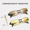 Caponi Gelbe Sonnenbrille für Herren, Rahmen aus reinem Titan, polarisiert, Tag, Nacht, Autofahren, Verfärbung, Gläser, Sonnenbrille Bsys11906807758