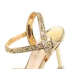 Lüks kadın sandalet rhinestone yüksek topuklu bayanlar pompalar sivri burun parlayan altın düğün ayakkabı elbise gelin 6 renkli orta topuk
