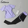 Tataria Frauen Running Set 2 Stück Sport Anzug Hosen Gym Kleidung Weibliche Sportswear Fitness Stretch Schnell Trocknend 210514