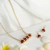 Earrings & Necklace SophiaXuan Hawaiian Jewelry Set Design Polynesian Gold Pink Pearl Chian Sets Wholesale For Women Girl 2021