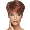 Short Bob Synthetic Wig Burgundy Straight perruques de cheveux humains Simulation Human Remy Hair Wigs WIG-011