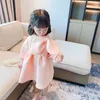 Girls Winter Dresses Long Sleeve Pink Color Unique Design Princess Dress With Bow Children Sweet Skirt Clothes For Baby 20220307 H1