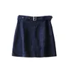 Spódnice Kobiety moda Solidna spódnica 2021 Kobieta z wysokiej talii w pobliżu pasa z paskiem s/ m/ l granatowy/ pomarańczowy/ różowy