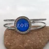 Bangle Hand Made Greek Sorority Zpb Letter White Rhinestone Cuff Women Jewelry