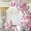 誕生日結婚式の婚約周年記念TX0077のためのピンクの白いメタリック風船キット104ピースパーティーの装飾