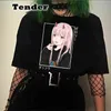 ホットアニメグラフィックTシャツ・ダーリン・アニメのゼロ2カワイイ漫画トップス原宿印刷Tシャツy2k aesthetic tシャツG220228