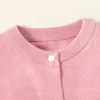 Arrivée Automne et hiver Solide Bouton Solid Pulls Cardigans Enfants Girl Vêtements Tops 210528