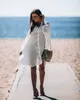 Rękaw Lantern Single Breasted Beach Shirt Swimwear Cover Up Women Brazylijski luźny garnitur kąpielowy UPS Przeglądanie Mini Dress 210604
