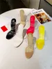 Designer décontracté femmes sandales PVC Transparent en cuir véritable à lanières talons hauts Peep toe Sandalias mujeres Zapatos Mujer Muler chaussures