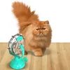 Brinquedos do gato Dispensador de alimentos interativos Alimentador lento QI Tratar brinquedo Turble Pet vazando moinho de vento com ventosas