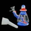 Shisha Wasserpfeife Wasserpfeife Becherglas Bongs Glasbong Tupfer Silikonschlauchverbindung Bohrinsel Höhe 7" Wachsbrenner