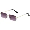 Hochwertige rahmenlose Sonnenbrille mit Farbverlauf, personalisierte quadratische Feder, Sonnenbrille, Retro-Cool