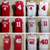 NCAA College Indiana Hoosiers 11 Isiah Thomas Jersey 4 Victor Oladipo 40 Cody Zeller قميص موحد أحمر أبيض مخيط قمصان كرة السلة مخصص أي رقم اسم XS-6XL