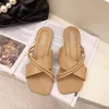 Sandals Promotion 2021 Summer Casual Flat Heel Leather Slippers Outside Holiday Beach Sand Shoes Fashion Women