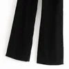 Pantalones de terciopelo negro para mujer, cintura elástica suelta, traje de piernas anchas, pantalones largos lisos rectos cálidos, pantalones largos para mujer 210515