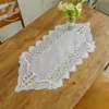 Dining Banquet Coffee Table Decorative Embroidered White Elegant Vintage Mesh Runner For Wedding Party Events Decoration 210709