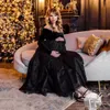 Damenkleid mit V-Ausschnitt Herbst und Winter goldener Samtbeflockung schwangere Fotografie 1188